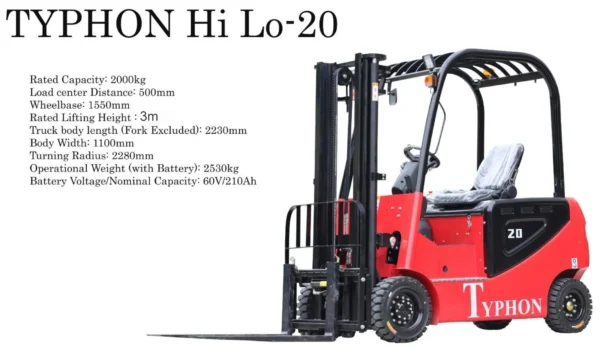 2024 TYPHON 2 Ton Rated Capacity Electric Forklift Lifter Lift Truck USA - Image 6