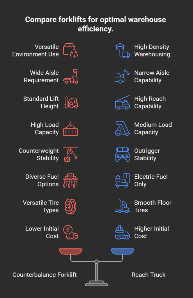 Reach Truck vs. Counterbalance Forklift