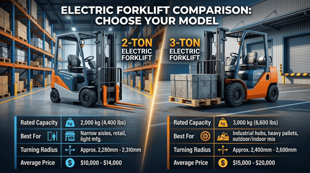 2-ton vs 3-ton electric forklift Features