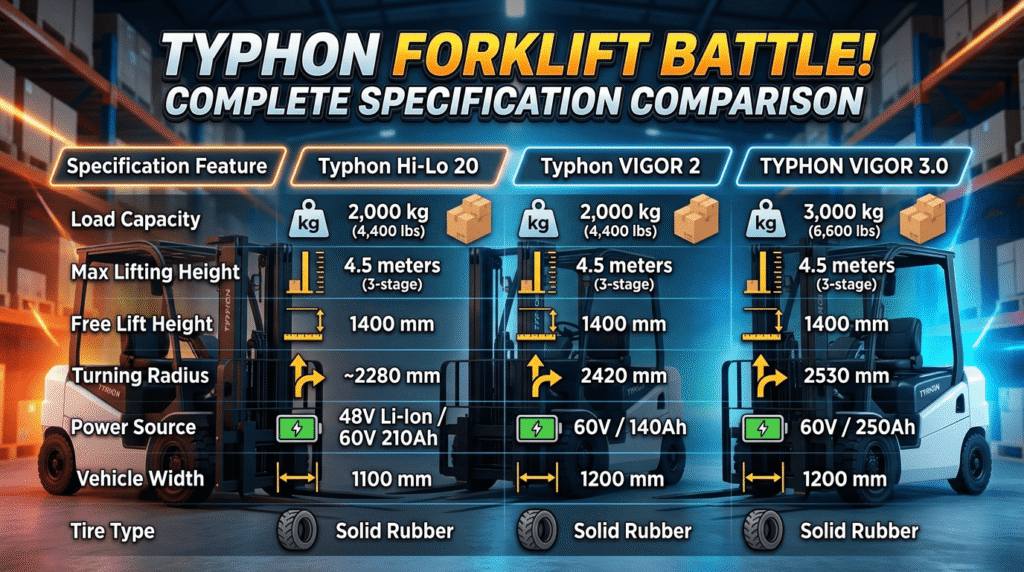 Typhon Electric Lift Trucks 2-3 Ton comparison
