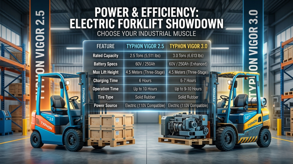 Typhon Vigor 2.5 vs 3.0 Electric Forklifts Comparison