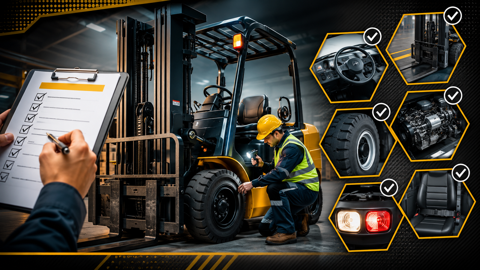 Forklift Safety Checklist: Ensure a secure workspace with our essential daily pre-use inspections!