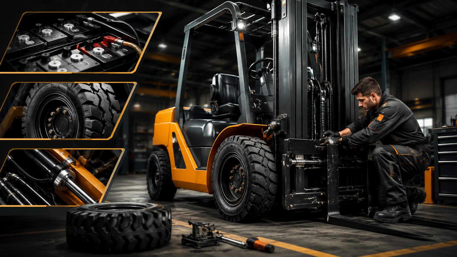 Forklift service breakdown: Explore key inspections for batteries, tires, and hydraulics!