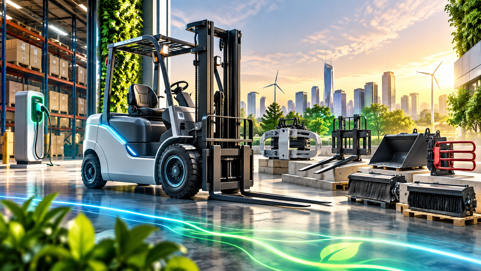 Electric Forklifts meet advanced smart attachments for efficient, zero-emission material handling. Step into the future of logistics with us!